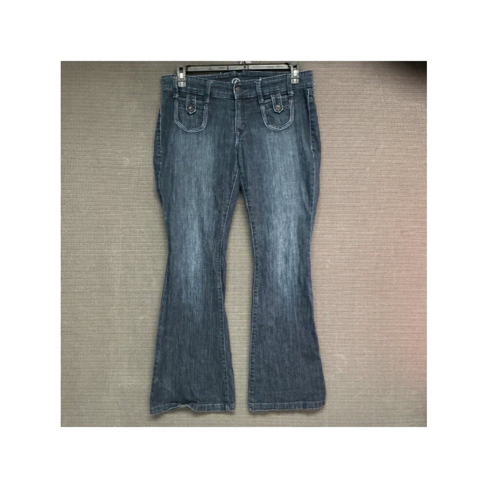 Old Navy Diva Bootcut Jeans Size 8 Regular Blue Denim Mid Rise Distressed Hem